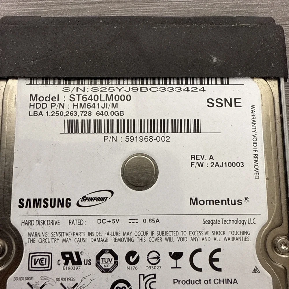 Samsung ST640LM000 P/N:HM641JI/M FW:2AJ10003 640GB 2.5